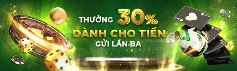 Khuyến mãi FB88 30% dành cho lần nạp tiền thứ 3